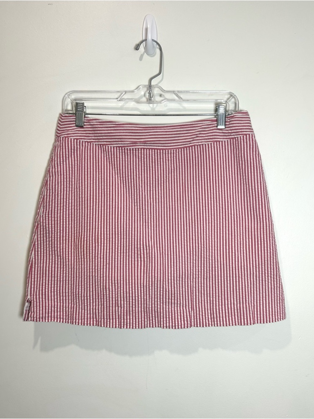 Vineyard Vines Skort Size 6 Pink White Seersucker Pockets Striped Preppy Coastal - Picture 10 of 11